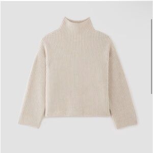 NWT Everlane The Felted Merino Funnel Neck Sweater Heathered Oat